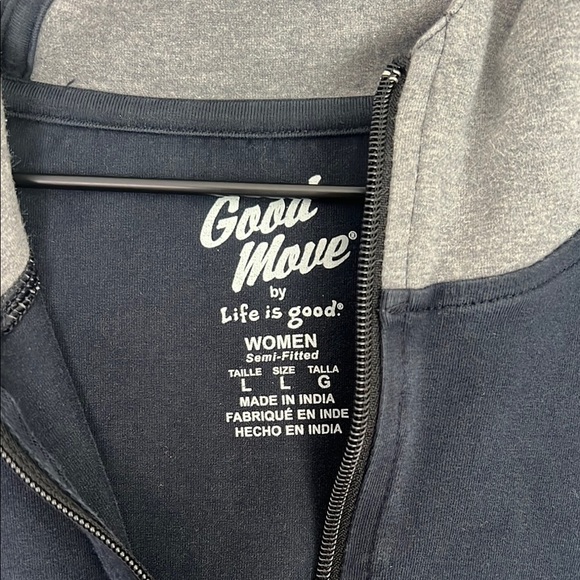 Good Move by Life Is Good Navy and Gray Women's Zip-Up Hoodie Large Semi-Fitted - Picture 2 of 9